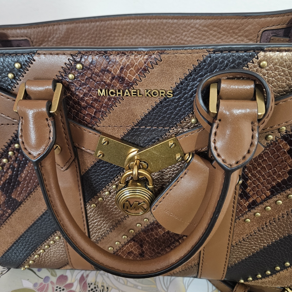 Michael Kors Multicolor Patchwork Satchel with Gold Accents - Picture 9 of 12